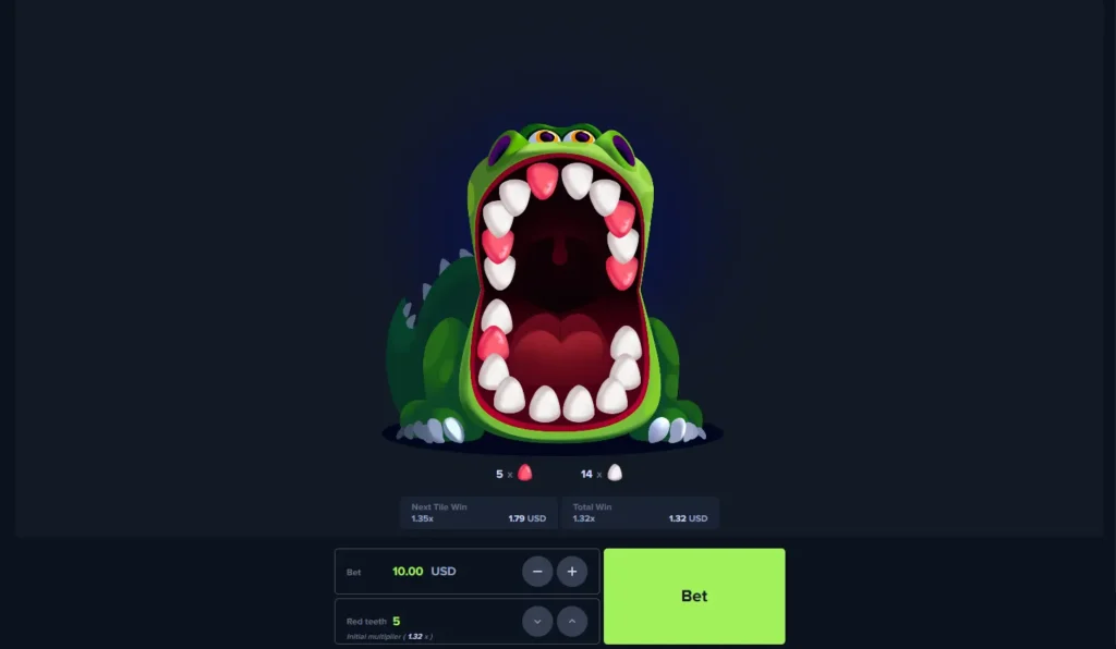 Jugador seleccionando un diente en el juego Croco Dino
