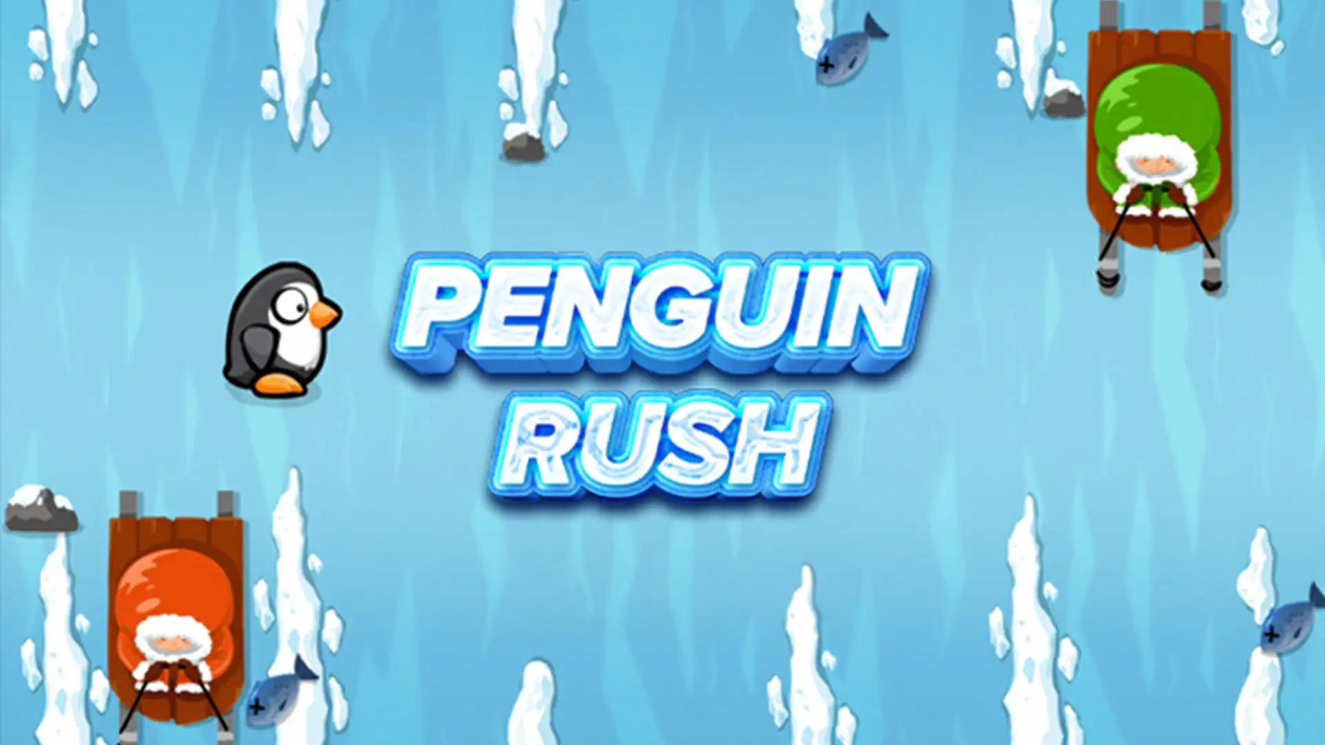 Pingüino deslizándose sobre el hielo en Penguin Rush