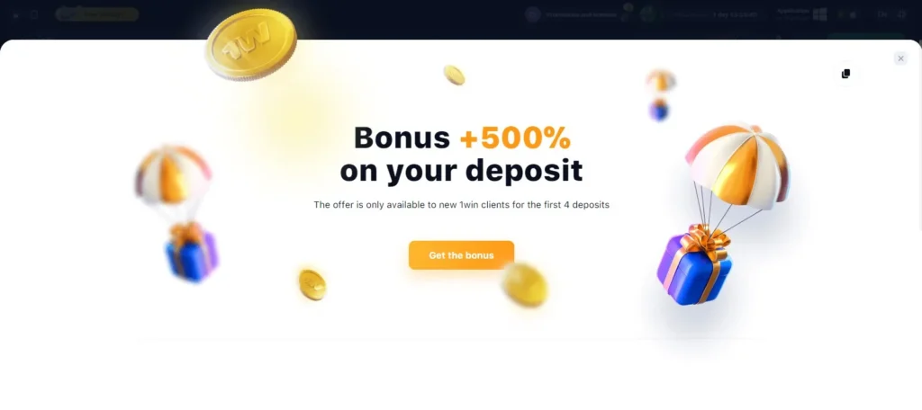 1WIN 500% welcome bonus