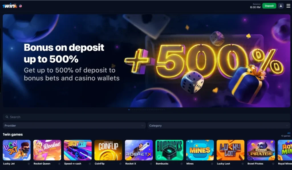 500% deposit bonus in 1WIN app