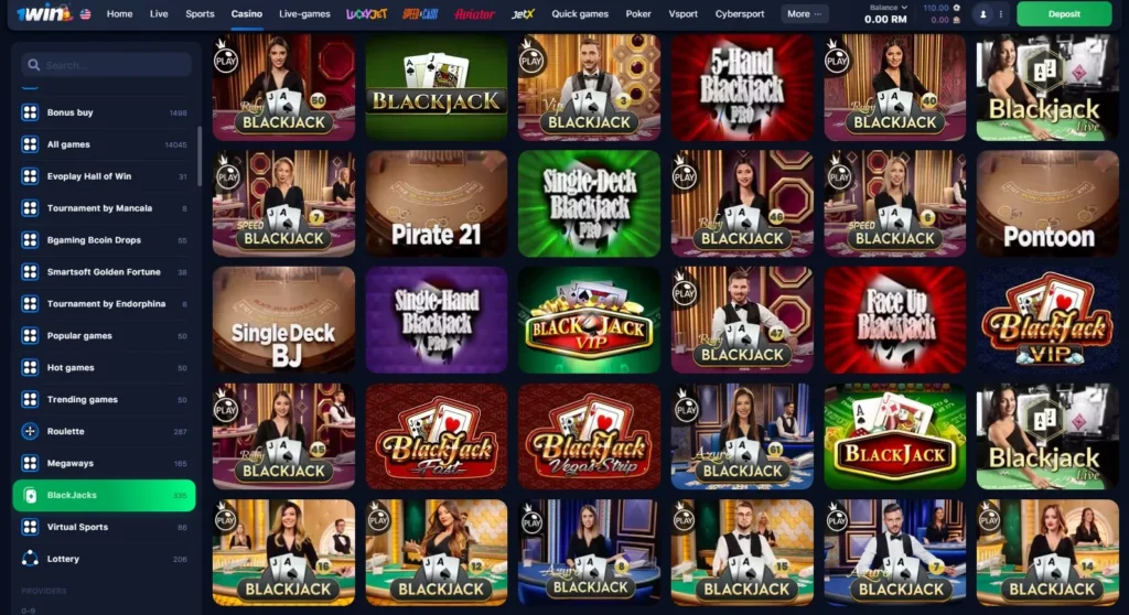 Blackjack games in 1WIN Online Casino