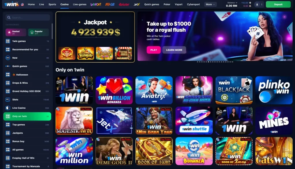 Exclusive games in 1WIN Online Casino