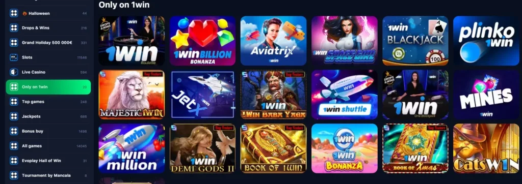 Exclusive games from 1WIN Online Casino